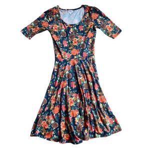 LuLaRoe Floral Dress 3/4 Length Sleeve